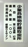 K103　鉄板製標識　「少量危険物取扱所+類別(取扱責任者)」