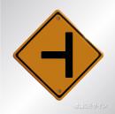 警戒標識201-B　左　メラミン鉄板製　「ト形道路交差点あり」